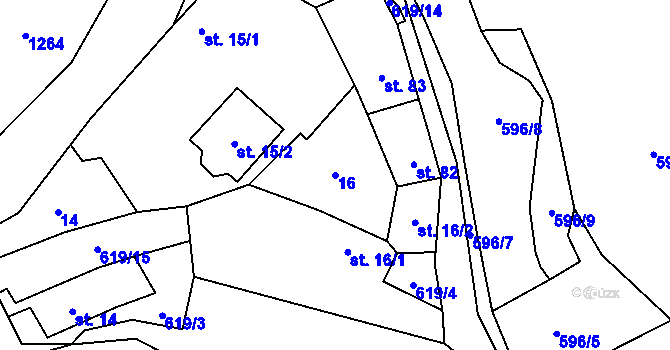 Parcela st. 16 v KÚ Mrzkovice, Katastrální mapa