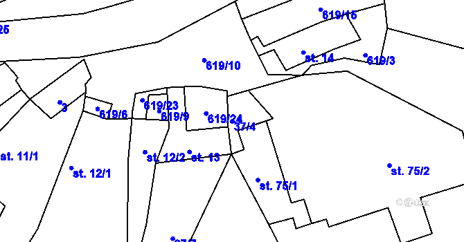 Parcela st. 37/4 v KÚ Mrzkovice, Katastrální mapa