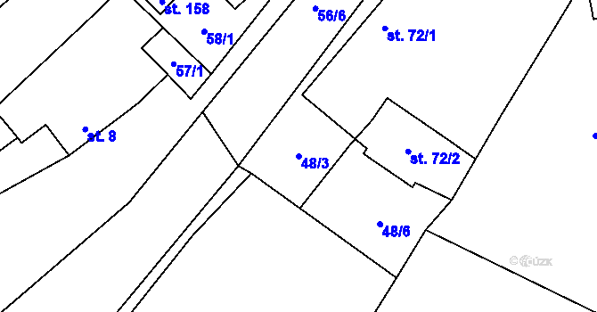 Parcela st. 48/3 v KÚ Mrzkovice, Katastrální mapa