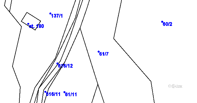 Parcela st. 61/7 v KÚ Mrzkovice, Katastrální mapa