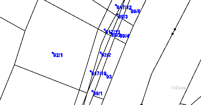 Parcela st. 92/2 v KÚ Mrzkovice, Katastrální mapa