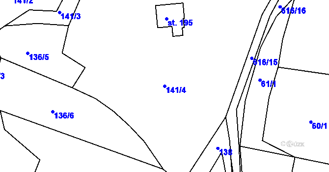 Parcela st. 141/4 v KÚ Mrzkovice, Katastrální mapa