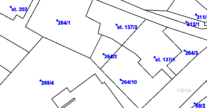 Parcela st. 264/2 v KÚ Mrzkovice, Katastrální mapa