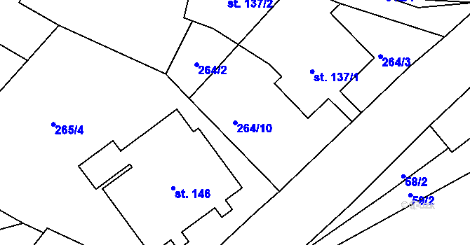 Parcela st. 264/10 v KÚ Mrzkovice, Katastrální mapa