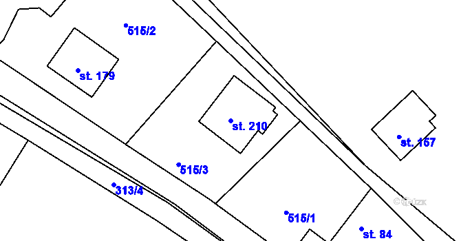 Parcela st. 210 v KÚ Mrzkovice, Katastrální mapa