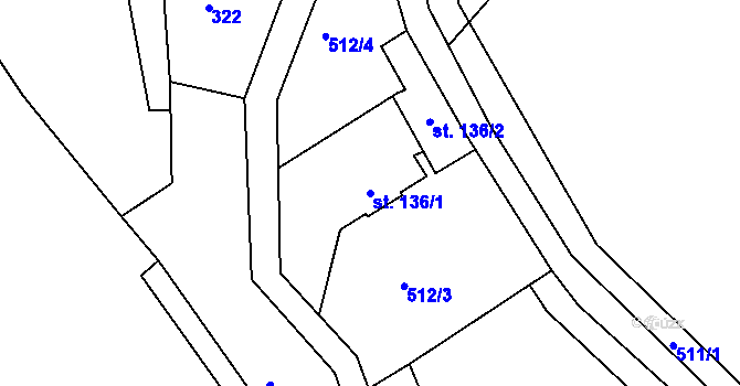 Parcela st. 136/1 v KÚ Mrzkovice, Katastrální mapa