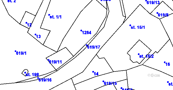 Parcela st. 619/17 v KÚ Mrzkovice, Katastrální mapa