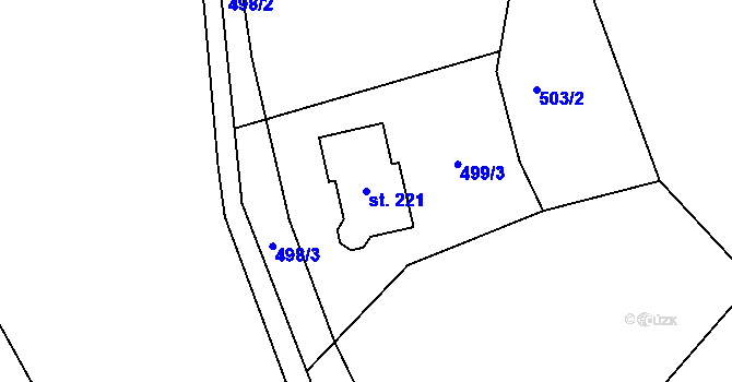 Parcela st. 221 v KÚ Mrzkovice, Katastrální mapa