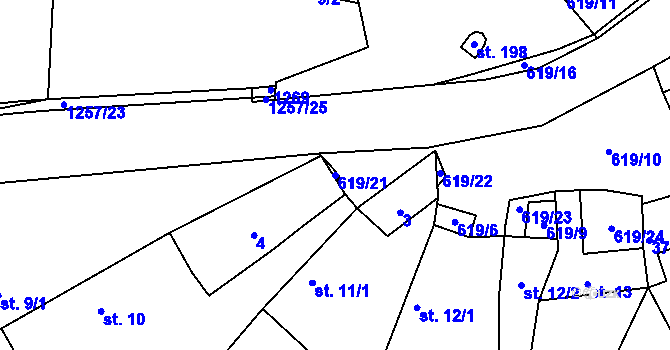 Parcela st. 619/21 v KÚ Mrzkovice, Katastrální mapa
