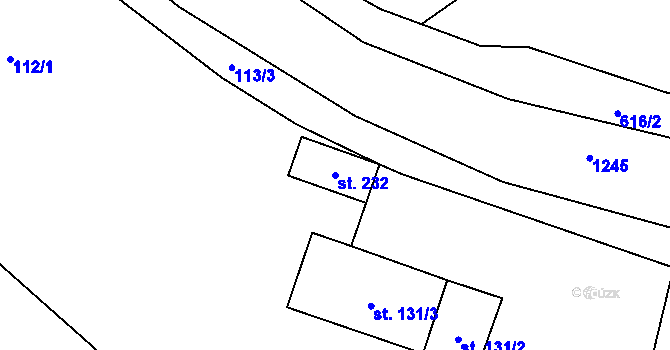 Parcela st. 232 v KÚ Mrzkovice, Katastrální mapa