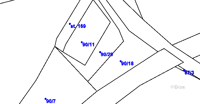 Parcela st. 90/29 v KÚ Mrzkovice, Katastrální mapa