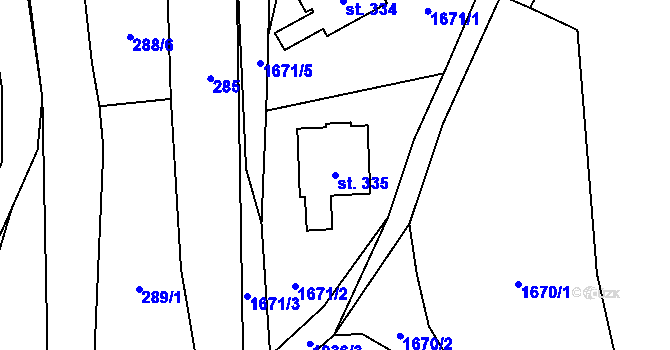 Parcela st. 335 v KÚ Mříčná, Katastrální mapa