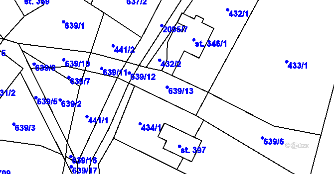 Parcela st. 639/13 v KÚ Mříčná, Katastrální mapa