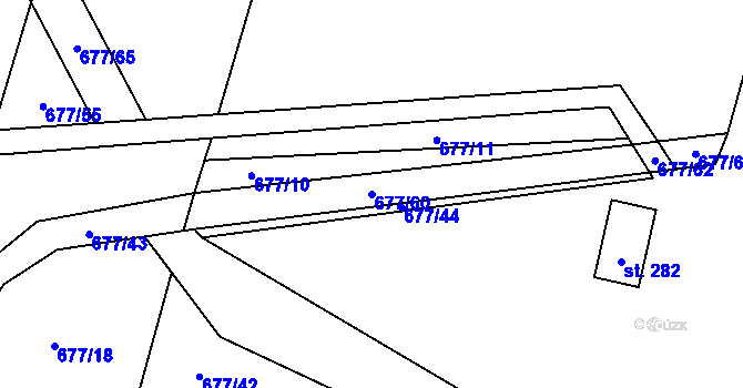 Parcela st. 677/60 v KÚ Mříčná, Katastrální mapa