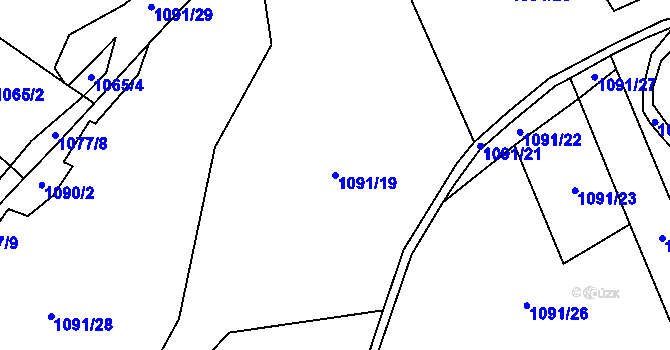 Parcela st. 1091/19 v KÚ Mříčná, Katastrální mapa