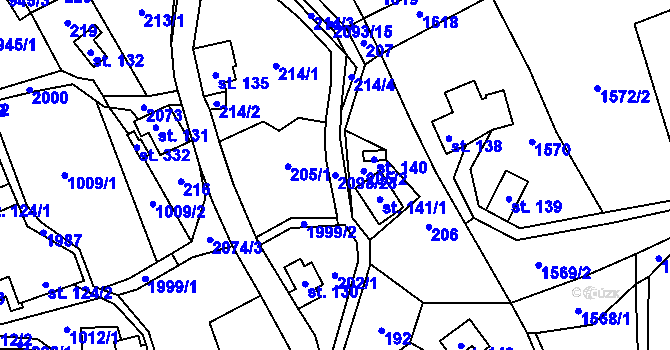 Parcela st. 2093/23 v KÚ Mříčná, Katastrální mapa