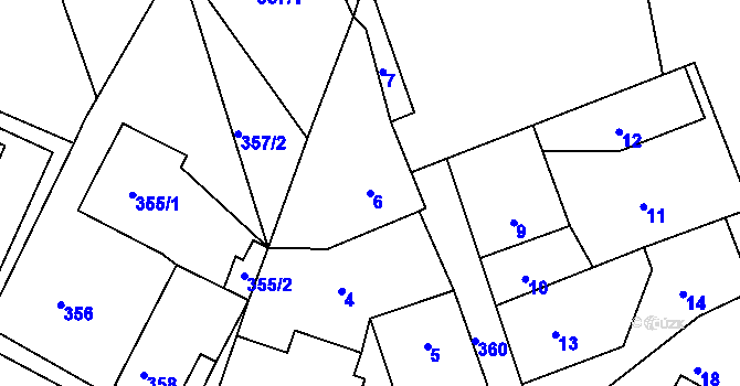 Parcela st. 6 v KÚ Mstišov, Katastrální mapa