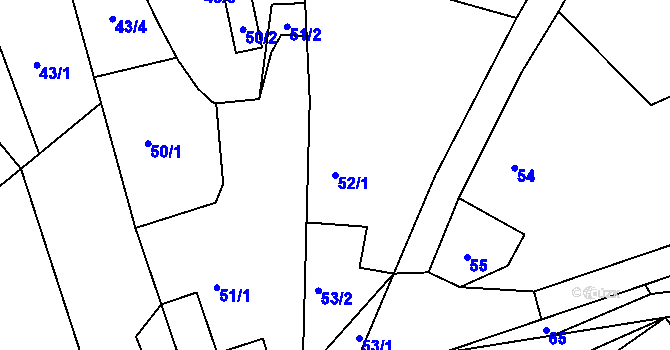 Parcela st. 52/1 v KÚ Mstišov, Katastrální mapa