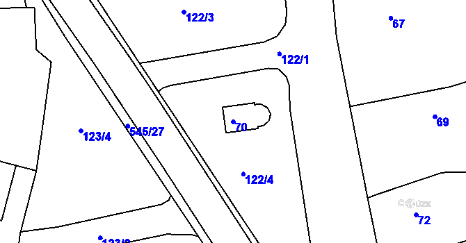 Parcela st. 70 v KÚ Mstišov, Katastrální mapa