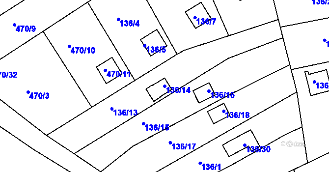 Parcela st. 136/14 v KÚ Mstišov, Katastrální mapa