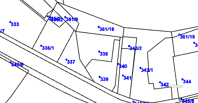 Parcela st. 338 v KÚ Mstišov, Katastrální mapa