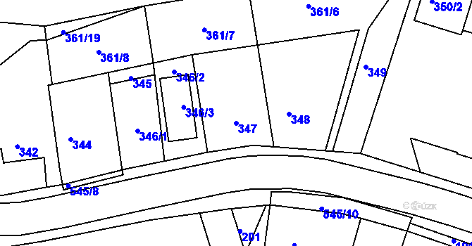 Parcela st. 347 v KÚ Mstišov, Katastrální mapa