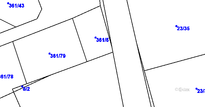 Parcela st. 361/5 v KÚ Mstišov, Katastrální mapa