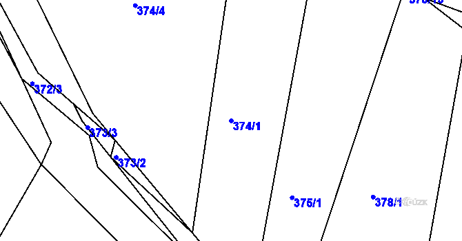 Parcela st. 374/1 v KÚ Mstišov, Katastrální mapa