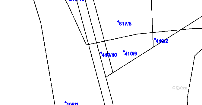 Parcela st. 410/10 v KÚ Mstišov, Katastrální mapa
