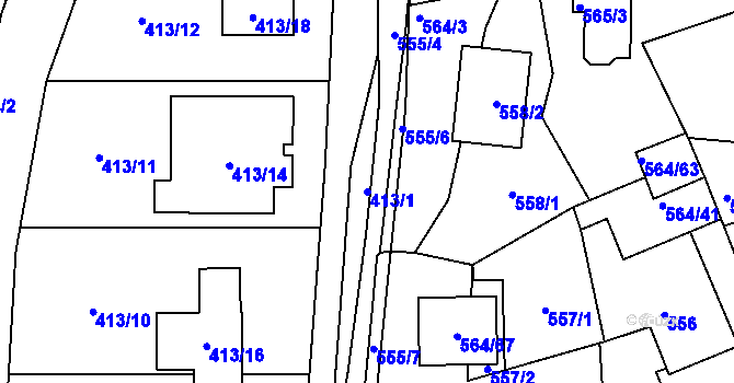 Parcela st. 413/1 v KÚ Mstišov, Katastrální mapa