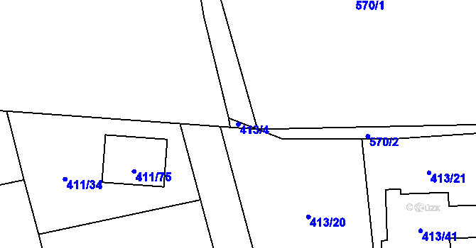 Parcela st. 413/4 v KÚ Mstišov, Katastrální mapa