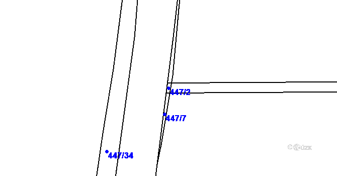 Parcela st. 447/2 v KÚ Mstišov, Katastrální mapa