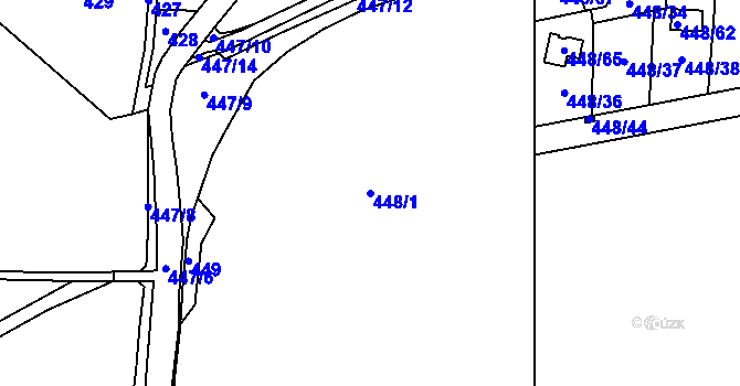 Parcela st. 448/1 v KÚ Mstišov, Katastrální mapa