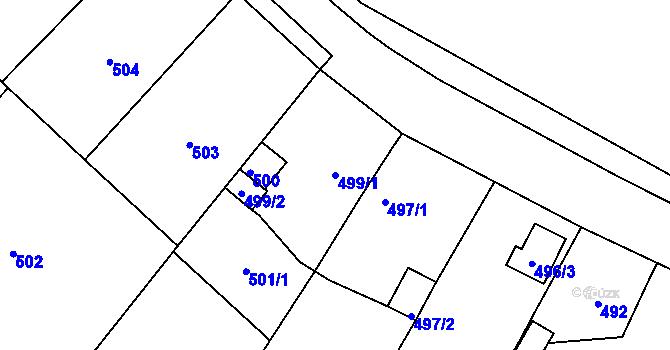 Parcela st. 499/1 v KÚ Mstišov, Katastrální mapa