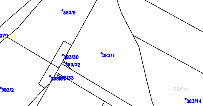 Parcela st. 383/7 v KÚ Mstišov, Katastrální mapa