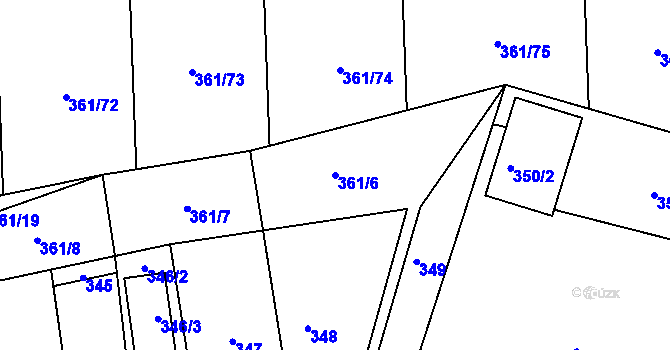 Parcela st. 361/6 v KÚ Mstišov, Katastrální mapa