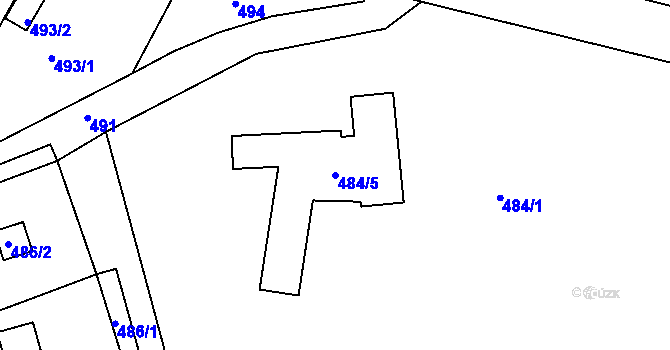 Parcela st. 484/5 v KÚ Mstišov, Katastrální mapa