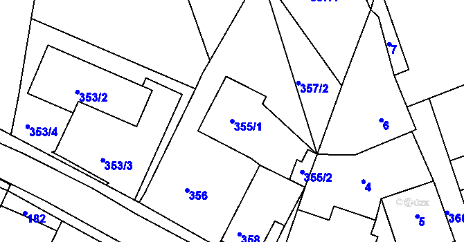 Parcela st. 355/1 v KÚ Mstišov, Katastrální mapa