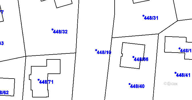 Parcela st. 448/10 v KÚ Mstišov, Katastrální mapa