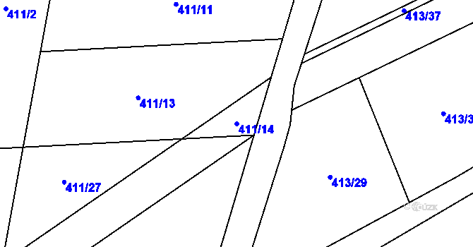 Parcela st. 411/14 v KÚ Mstišov, Katastrální mapa