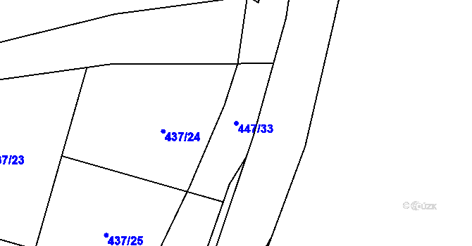 Parcela st. 447/33 v KÚ Mstišov, Katastrální mapa