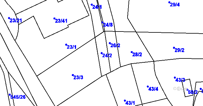 Parcela st. 24/2 v KÚ Mstišov, Katastrální mapa