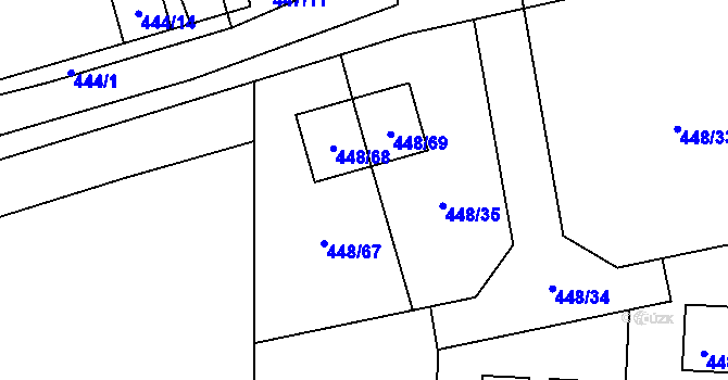 Parcela st. 448/35 v KÚ Mstišov, Katastrální mapa
