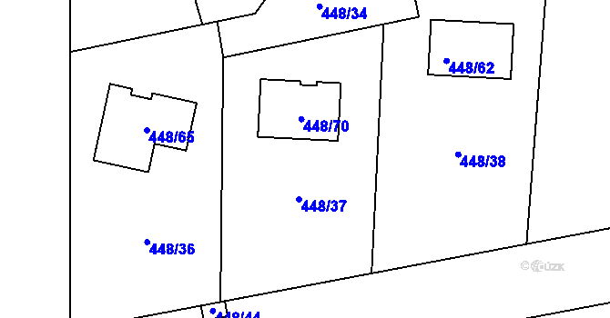 Parcela st. 448/37 v KÚ Mstišov, Katastrální mapa
