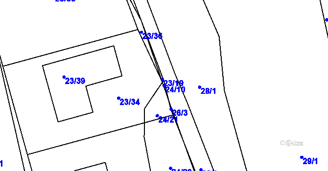 Parcela st. 24/10 v KÚ Mstišov, Katastrální mapa