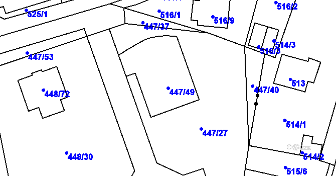 Parcela st. 447/49 v KÚ Mstišov, Katastrální mapa