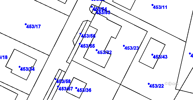 Parcela st. 453/32 v KÚ Mstišov, Katastrální mapa