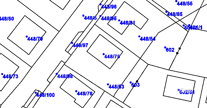 Parcela st. 448/75 v KÚ Mstišov, Katastrální mapa