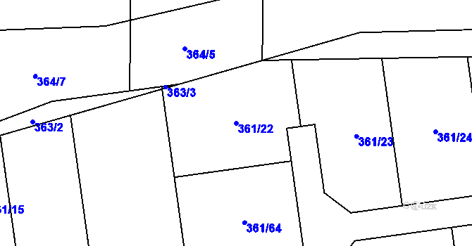 Parcela st. 361/22 v KÚ Mstišov, Katastrální mapa