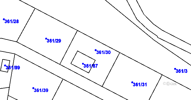 Parcela st. 361/30 v KÚ Mstišov, Katastrální mapa